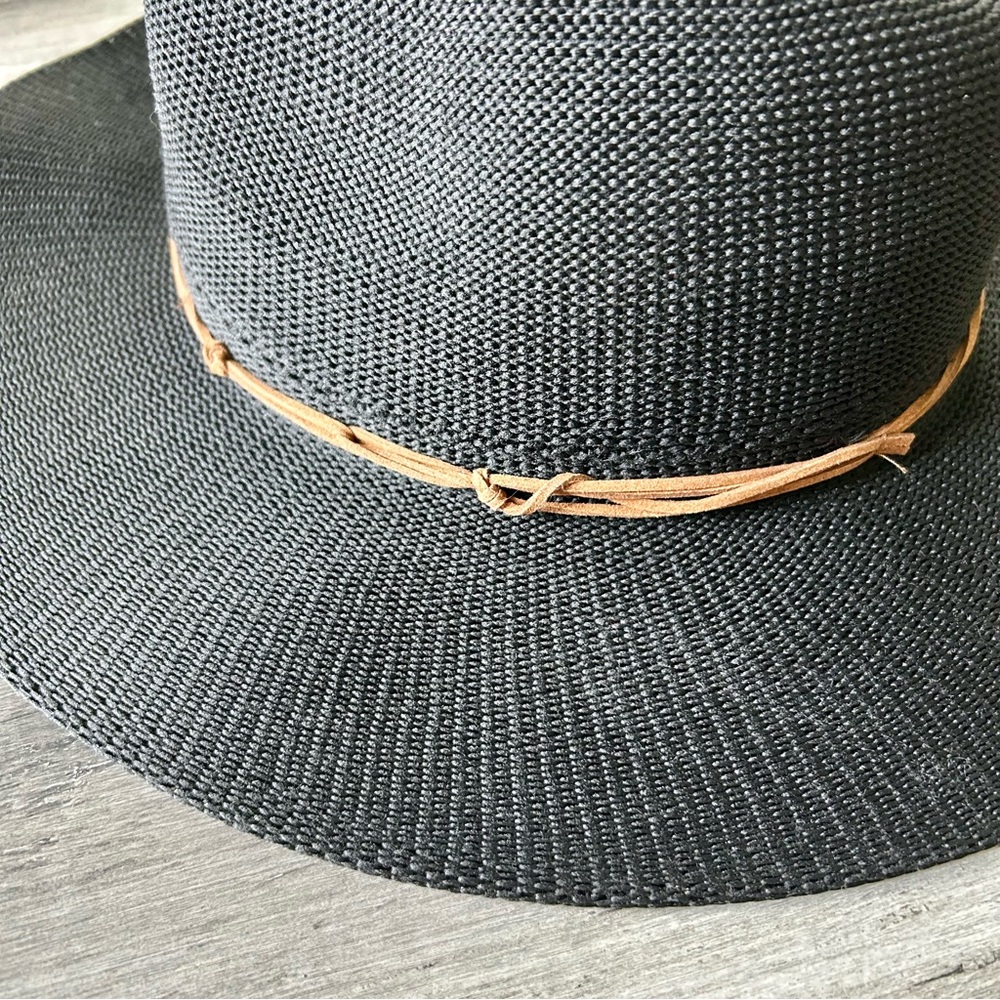 💜 LAST CHANCE Black Woven Style Panama Hat Straw Hat Wide Brim Fedora - Picture 4 of 6